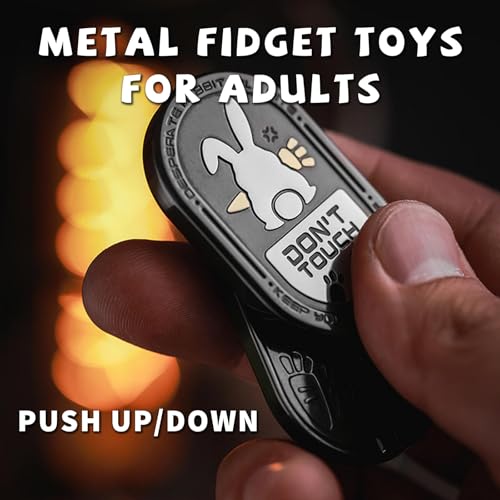 Desperate Rabbit Fidget Slider, Metal Fidget Toys Adults Haptic Coin Infinite Rotation Push, EDC Fidget Toys Sensory Toy Executive Desk Toy for Keep Focus & Stress Relief (Black) - color: Black