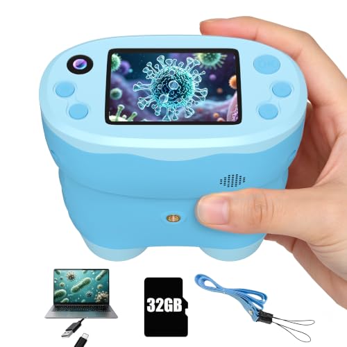 1000X Handheld Microscope for Kids 2.0" Screen 32GB Card Included - color: Blue