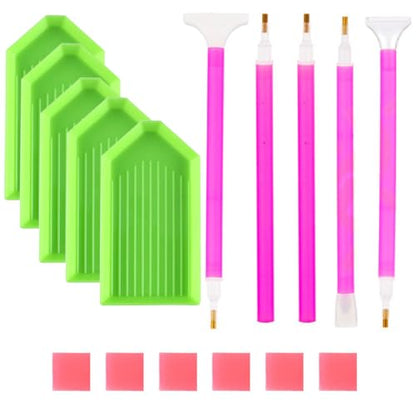 BinarySky 16 PCS Diamond Painting Tools Set - color: Green-16