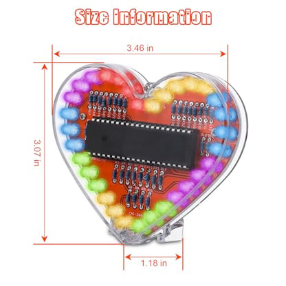 ICSTATION Heart Shaped LED Light Soldering Project, RGB LED Heart Soldering Learning Kit DIY Electronic Kit for Adults Diyers College Student Education and Present for Lover