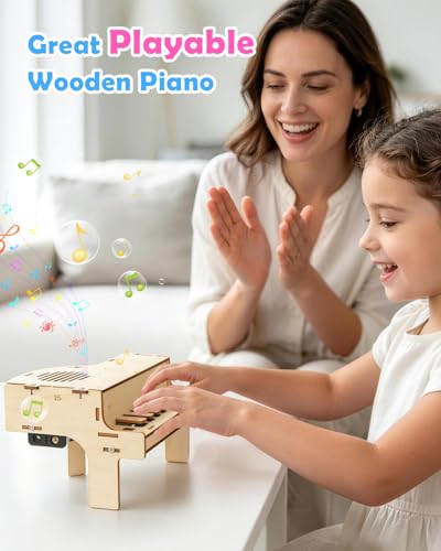 Poraxy STEM Toys for Girls Age 8-12, Playable Piano,Wooden 3D Puzzles Craft Kits for Girls Ages 8 9 10 11 13 14 15 16, Science Kits for Kids 12-14 Christmas Birthday Gifts for Girl Boy Teen