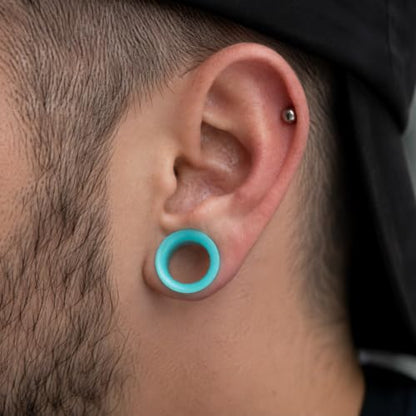 Oyaface 20 PCS Piercing Tunnel Set Soft/Hard Silicone Flesh Ear Plugs 2g-25mm Flexible Ear Stretching Gauge Expander - color: Turquoise(thin)
