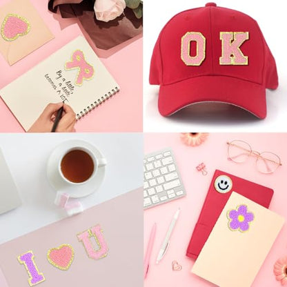 Chenille Letter Patches 136Pcs Self Adhesive Stickers for Clothes Backpacks - color: 136 Pcs Letter Patches