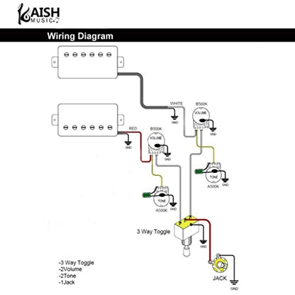 Guitar Prewired Wiring Harness Humbucker Solderless Wiring Harness 2V2T with 500K Pots and 3 Way Toggle Switch For SG G-400 Series - size: For SG G-400 Series
