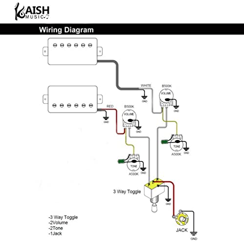 Guitar Prewired Wiring Harness Humbucker Solderless Wiring Harness 2V2T with 500K Pots and 3 Way Toggle Switch For SG G-400 Series - size: For SG G-400 Series