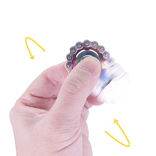 Fidget Spinner, Sprocket Linkage Bike Chain Spinner Design 2 Gears Figity Spin Finger Games, Metal Stainless Steel Durable Mechanics, Premium Figit Toy - Colorful - color: Colorful