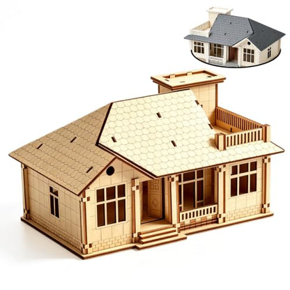 3D Wooden Puzzle for Adults, DIY Miniature Garden Villa Building One Layer - color: Garden Wood Color 01
