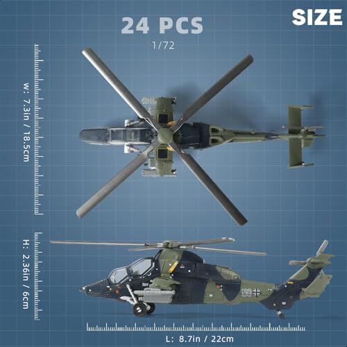 SEBUNAS 1:72 Scale EC-665 Army Helicopter Quick Build Model Kit - color: 12.EC665