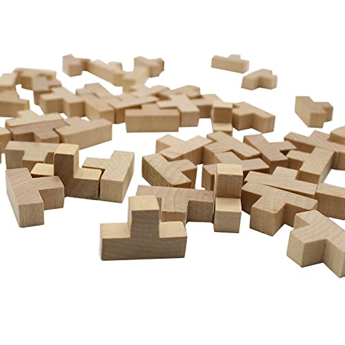 AHYUAN Wooden Brain Teaser Puzzles Cube Stocking Stuffers Wooden Puzzles T-Shaped Jigsaw Logic Puzzle Educational Games Toy for Kids and Adults (Natural) - color: Natural
