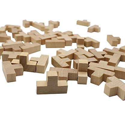 AHYUAN Wooden Brain Teaser Puzzles Cube Stocking Stuffers Wooden Puzzles T-Shaped Jigsaw Logic Puzzle Educational Games Toy for Kids and Adults (Natural) - color: Natural