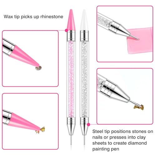 Rhinestone Picker Tool, 2 Bedazzling Pen, 6 Extra Wax Tips&Tweezer