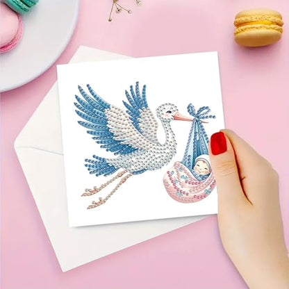 DDGYP 6 PCS Diamond Art Painting Greeting Cards with Envelopes,5.9x11.81In - color: whitege
