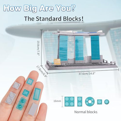 Oichy Building Blocks Set, Marina Bay Sands Architecture Model Kits Collection Toy Building Sets for Adults and Kids(881 PCS) - color: Marina Bay Sands