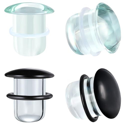 Glass Ear Stretching Kit Gauges 3mm-25mm Single Flare Plugs 4Pcs - color: Clear/Black, size: 24mm
