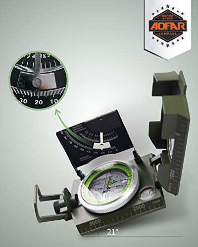 AOFAR AF-4074 Military Compass for Hiking,Lensatic Sighting Waterproof,Durable,Inclinometer for Camping,Boy Scount,Geology Activities Boating - color: Camouflage