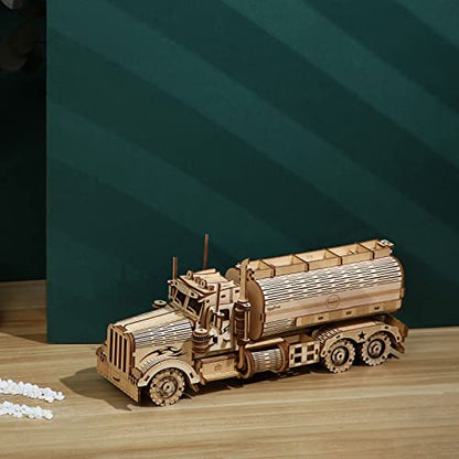 3D Wooden Puzzle for Adults, DIY Small Tanker Truck Model Kit