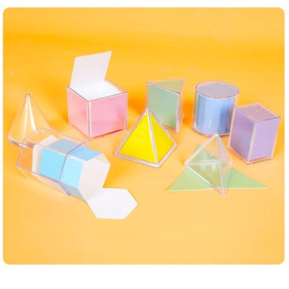 EXBEPE 3D Geometric Solids Geometric Shapes 8 Solids Shapes and 1 Cylinder Cone Volume Surface Area Demonstrator Set Teacher Aids Math Helper School Supplies