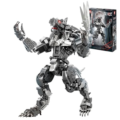 Mechanical Werewolf Building Set (813PCS) Wolf Monster Model Kit with Display Base, Compatible with Lego, Horror Mech Animal Building Toy, Collectible Home Decor Gift for Adults Teens 14+