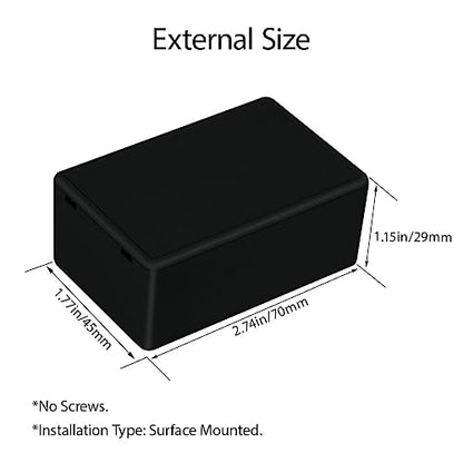 LeMotech Project Box 10 Pieces ABS Plastic Electrical Project Case Small Junction Box for Electronics Black 2.74 x 1.77 x 1.15 inch (70 x 45 x 29 mm) - size: 2.74" x 1.77" x 1.15"(10pc)