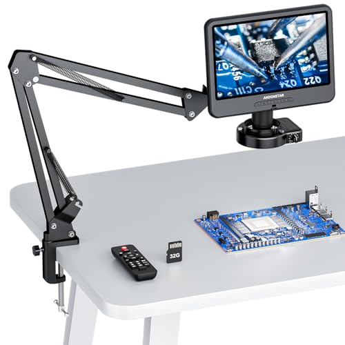 Andonstar AD109 Digital Microscope with 10.1" Screen for Soldering Repair - size: 10.1 Inch+Flexible Boom Arm Stand