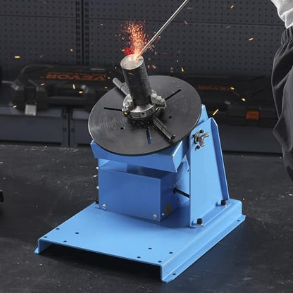 VEVOR Rotary Welding Positioner 10KG, 1-12 RPM 20W, Adjustable 0-90° Turntable with 8.1 Inch 3-Jaw Chuck, Compact Welder Machine for Precision Cutting, Grinding, Assembly, and Testing
