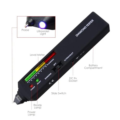 Diamond Tester Professional Diamond Tester Pen with UV Light, Real Diamonds Tester High Accurate Diamond Tester Tools Gem Tester for Different Sizes of Diamond Stones