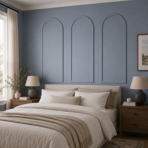 Nuanchu 3 Set 50 x 22 Inches Arch Mdf Board and Batten Wall Panel Kit Premade Wainscoting Wall Molding Kit Frame Accent Molding Pre Cut Trim for DIY Room Decor (Elegant Style) - size: 50 x 22 Inches