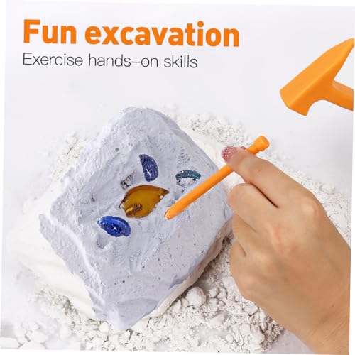 3 Sets Dino Fossils Dig Kit Archaeological Excavation Tools for Kids, Plastic Digging Hammer Chisel Brush Scraper Magnifier Science Kits for Dinosaur Eggs and Gem (Pack of 3) - size: Small (Pack of 3)