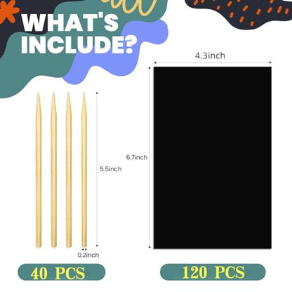 Cityrosy Rainbow Scratch Art Paper Sets Arts Crafts Supplies for Kid160 Pcs - color: Rainbow（S-160pcs）