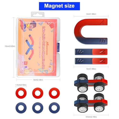 Science Magnet Kit for Kids Include Bar/Ring/Horseshoe/Compass/Magnetic Car