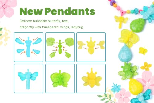 BIRANCO. Deluxe Beading Set with 350+ Pop Beads Include Butterfly, Bee, Dragonfly with Transparent Wings, and Ladybug Jewelry Making Kit for Kids Ages 3-8 - size: with insect features