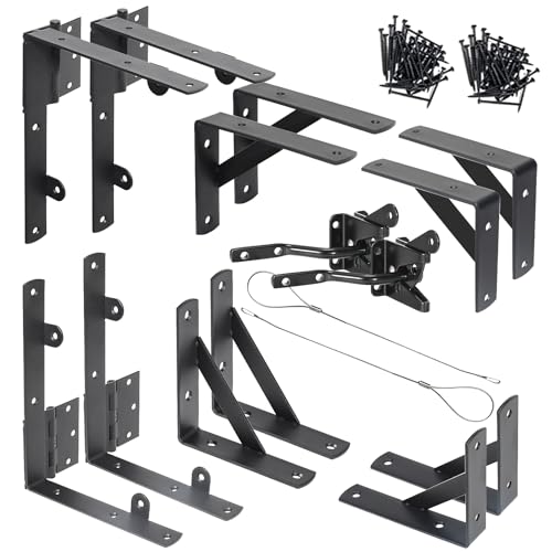 Fence Gate Kit Gate Hardware, 2 Set Anti Sag Gate Kit Heavy Duty No Sag, Anti Twist Gate Frame Corner Brackets Kit Withstand 150 lbs, Gate Hardware Kit for Wood Fence Gate - style: 2 Set