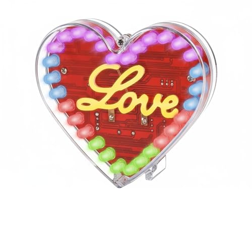IS ICSTATION Heart Shaped LED Soldering Practice Kit, RGB LED Heart Circuit Soldering Project with Love Filament DIY Electronic Kit for College Solder Education Present for Lover