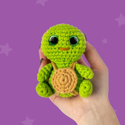 Cookie Box Crochet Kit for Beginners, Turtle Hugo - color: Green