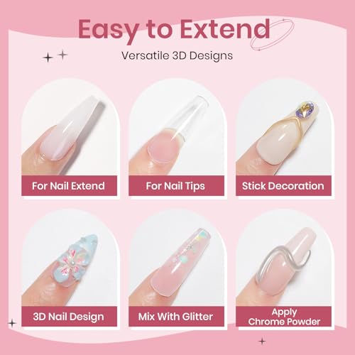 Solid Builder Gel for Nails Clear White 3D Sculpture Nail Art Hard Gel - color: Clear&White&Nude