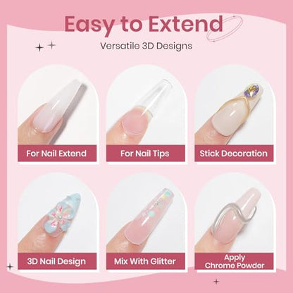 Solid Builder Gel for Nails Clear White 3D Sculpture Nail Art Hard Gel - color: Clear&White&Nude
