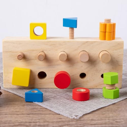 Children Nut Bolts Education Toys Montessori Color Shape Wooden Sensory Toy Kids Fine Motor Skill Screw Board Matching Cognition Game