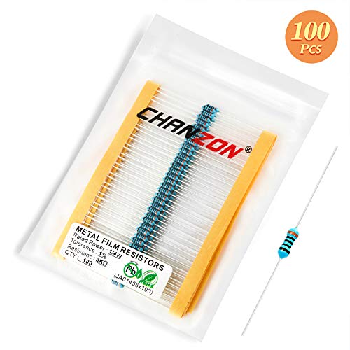 Chanzon 100pcs 1/4W (0.25W) 3K Ω ohm Metal Film Fixed Resistor - size: [1-4ZC08] 3K ohm