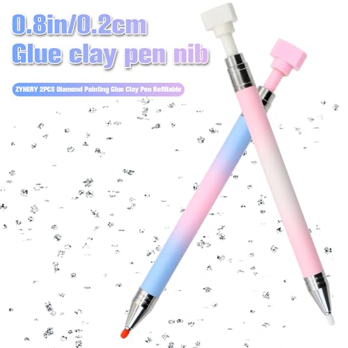 ZYNERY 2PCS Diamond Art Pen, Diamond Painting Pens Refillable, Glue Clay Pens for Rhinestones, Gem Art Rhinestone Picker Tool for 5D Gem Painting Includes 12 Glue Clay Refills - color: 2 Gradient Pens + 12 Glue