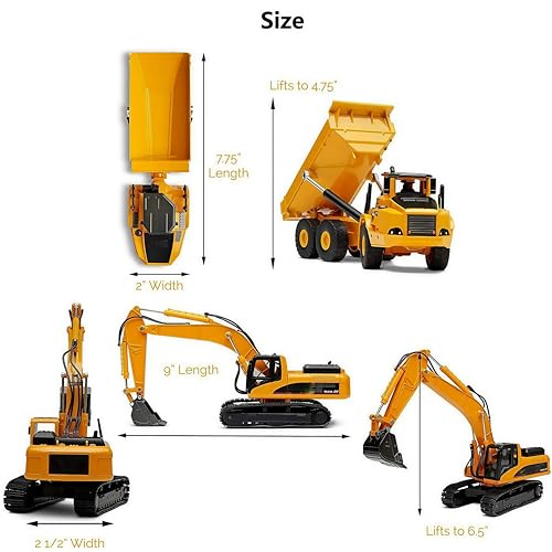 Gemini&Genius 2Pcs Construction Vehicle Toys Dump Truck and Excavator Set