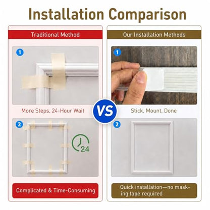 Peel and Stick Wall Molding Kit, 6 Large Frames, 54 x 24 Inch - size: 54" x 24"