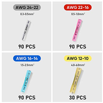 TICONN 300PCS Heat Shrink Butt Connectors, Crimp Wire Connectors Kit - size: 300 PCS-4Sizes
