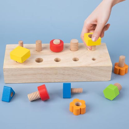 Children Nut Bolts Education Toys Montessori Color Shape Wooden Sensory Toy Kids Fine Motor Skill Screw Board Matching Cognition Game