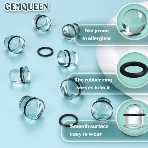 GEMQUEEN 24 Pcs 0.5mm Increments Glass Ear Stretching Kit Hypoallergenic - color: Clear, size: 13mm-16mm | 8pcs