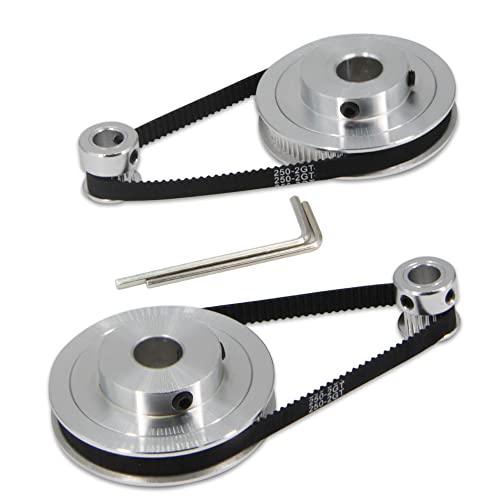 2PCS Set GT2 Synchronous Wheel 20&80 Teeth 10mm Bore Aluminum Timing Pulleys with 2PCS Length 250mm Width 6mm Belt (20-80T-10B-6) - style: 20-80T-10B-6