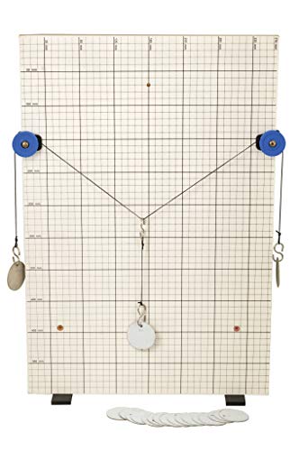 Eisco - Vector and Force Board Study Apparatus, Includes Pulleys, S Hooks, String, 10g Masses & 55cm x 37.5cm Backboard, Free-Standing Grid for Physics Force & Vector Experiments