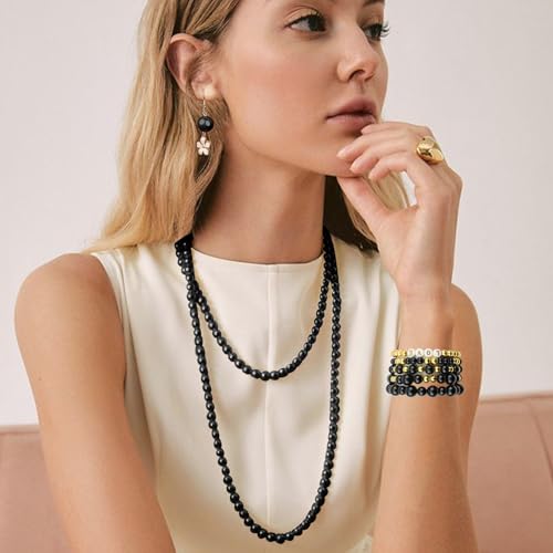 Black Pearl Bracelet Making Kit Gold Beads for Bracelets for Adult - color: 07-Black & Gold