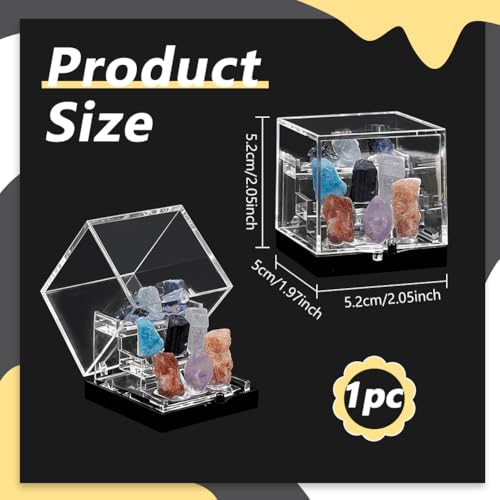 NBEADS 1 Set Natural Gemstone Collection Gift Box, 1.96x2.04x2.04 Inch Square Acrylic Tiered Display Case, Rare Mineral Specimens for Mineral Enthusiasts,Geography Enthusiast Home Decor, Medium - size: 1.96x2.04x2.04 Inch