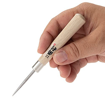 KAKURI Awl Tool for Sewing, Scratch Wood, Leather, Punch, Book Binding, Sharp Japanese Stainless Steel Scratch Awl 4-3/4" Multitool, Maple Wood Handle, Made in Japan - size: 4-3/4"