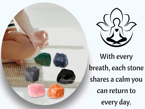 Crystals for Pregnancy, Set of 6 Blood Stone, Iolite, Hematite, Rose Quartz, Black Obsidian and Sunstone Healing Crystals and Stones - color: Pregnancy Crystals